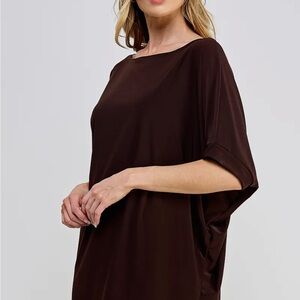 Brown Dolman Top Boatneck